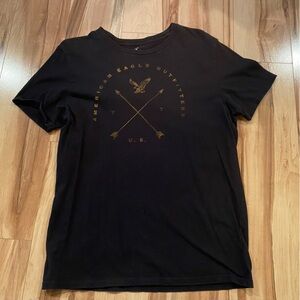 American Eagle Outfitters Black Graphic Tee—M (Flawed)